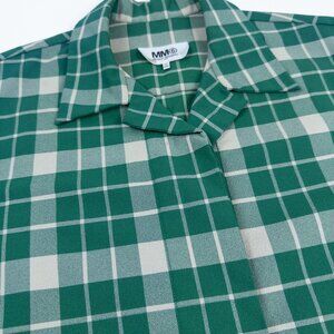 EUC $595 MM6 Maison Margiela Oversized Green Check Boxy Top IT 40 US 4